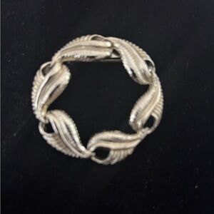 Silver Tone Wreath Brooch 2 inch